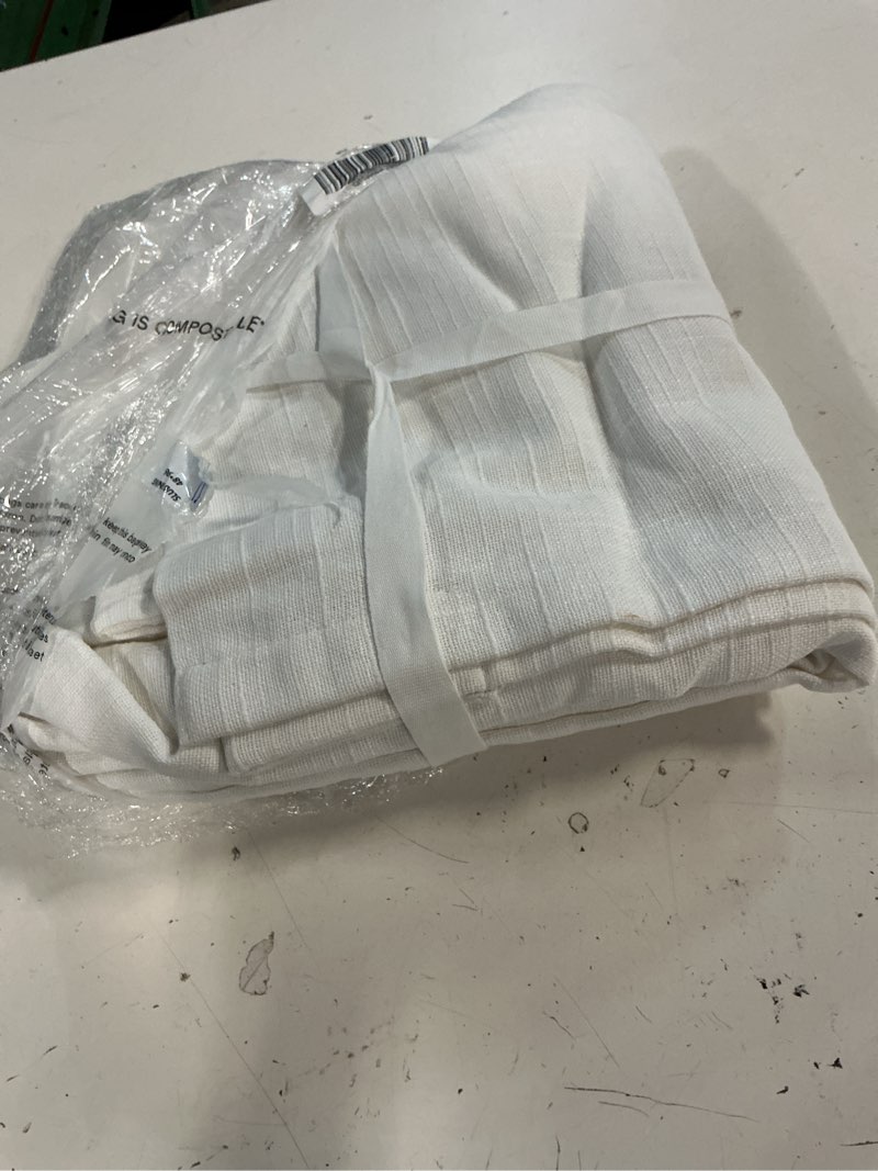 Condition photo showing As Is for quince cotton slub curtain - single panel, 48x96, white, 1 piece
