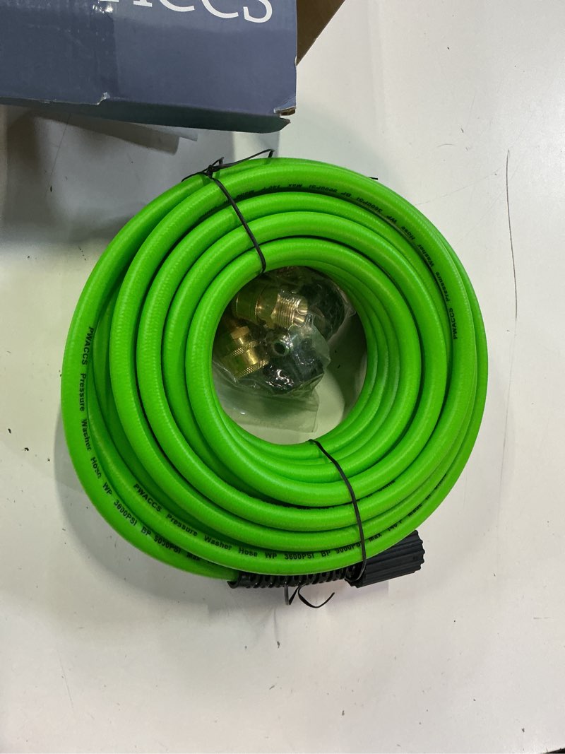 Condition photo showing Good Condition for pwaccs pressure washer hose for power washer – 3600 psi kink resistant pressure washing extension hose 50 ft x 1/4" – universal electric power wash hose for replacement – compatible with m22 fittings 1/4'' 50ft