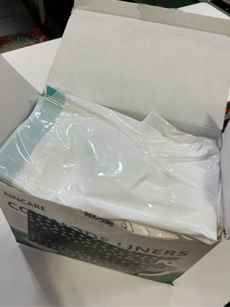 Condition photo showing New/Like New for commode liners with absorbent pads?value pack 25 count universal fit?disposable bedside commode liners and pads for adult portable toilet(25bags + 25pads) 25bags/25pads