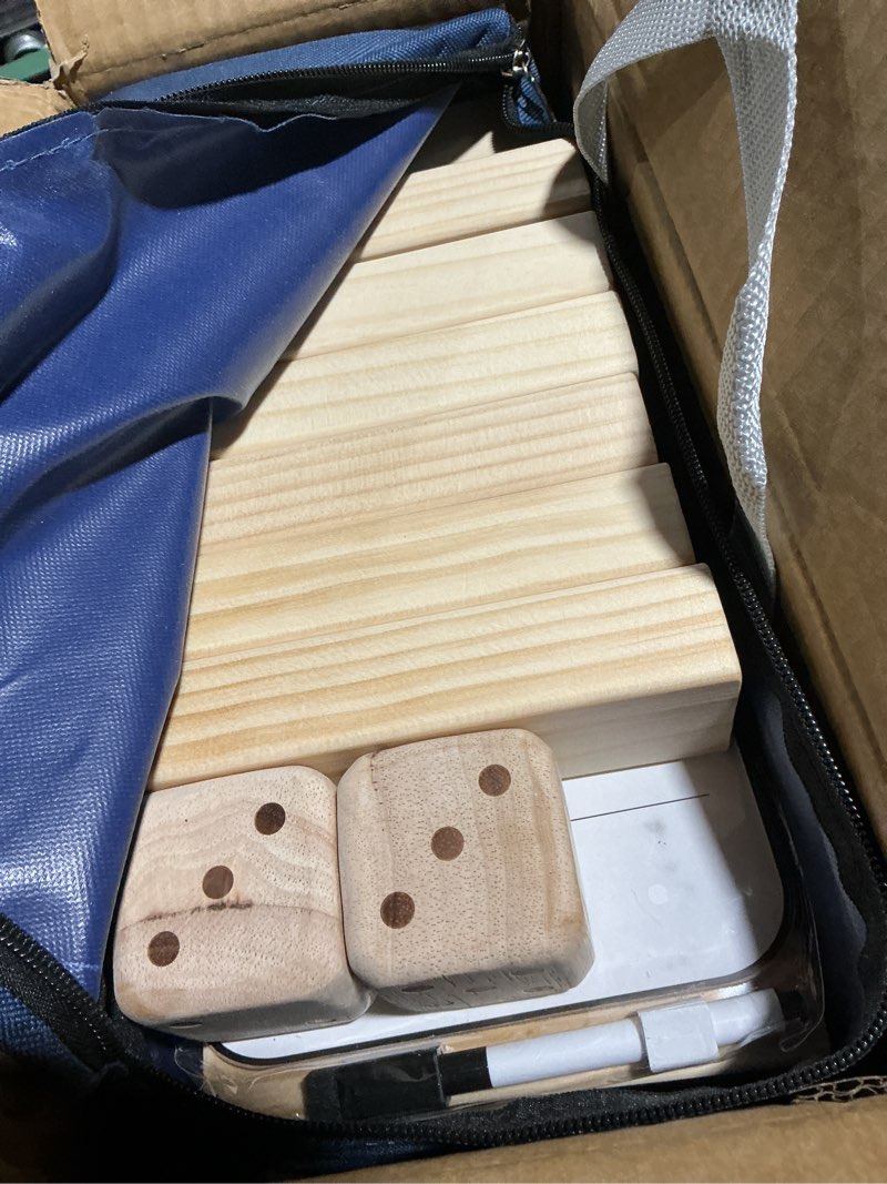 Condition photo showing Good Condition for Giant Tumble Tower Games for Kids and Adults 57 Blocks New Zealand Pine Wooden Blocks Stacking to Over 4.2FT Family Game for Indoors Outdoors Yard Games for Family L-Over 4.2FT