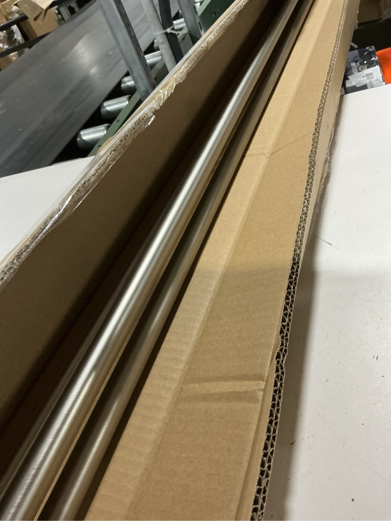 Condition photo showing As Is for umbra twilight double curtain rod set – wrap around design ideal for blackout or room darkening panels, 66 to 144 inches, nickel