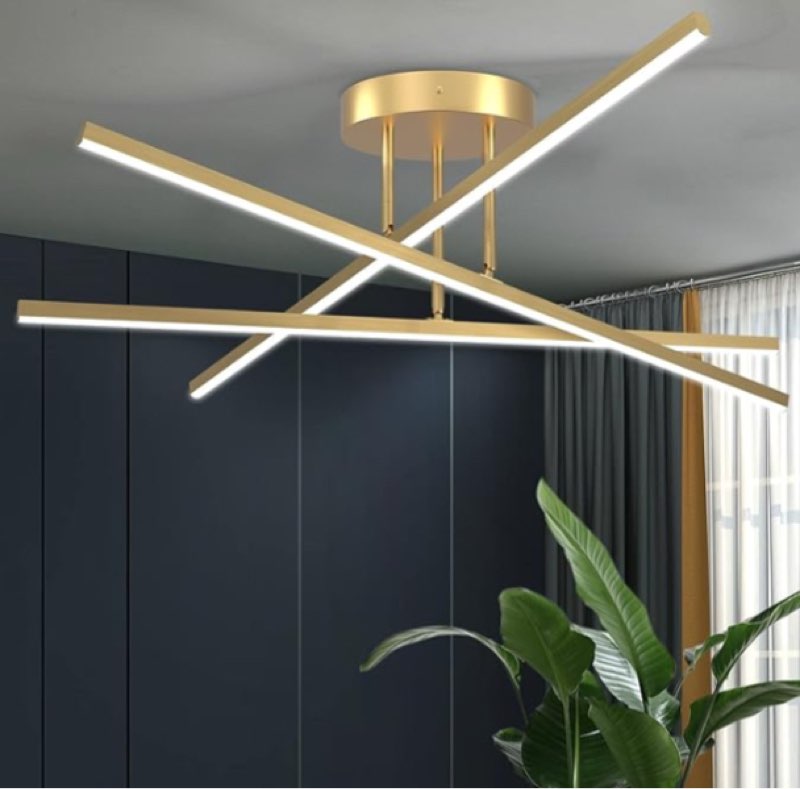 gold led chandelier, 3-light modern semi-flush mount chandelier for kitchen, dining room, foyer, entryway, bedroom, 23.82 inch, 18w