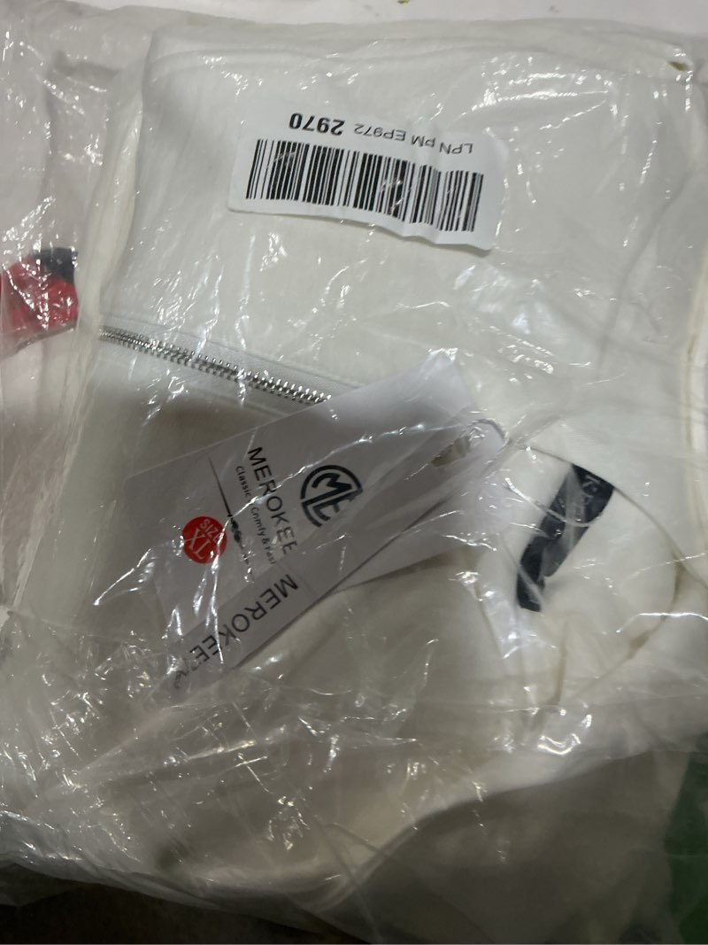 Condition photo showing Good Condition for MEROKEETY Women 2 Piece Set Summer Outfits Sweatsuit Half Zip Cap Sleeve Sweatshirt Wide Leg Sweatpant Tracksuit Sets White X-Large