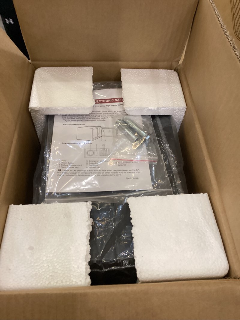 Condition photo showing New/Like New for Small Fireproof Safe Box for Home Use, 0.6 Cu ft Security Safe and Fireproof Lock Box with Electronic Keypad, Digital Safes for Money, Jewelry, ID Documents