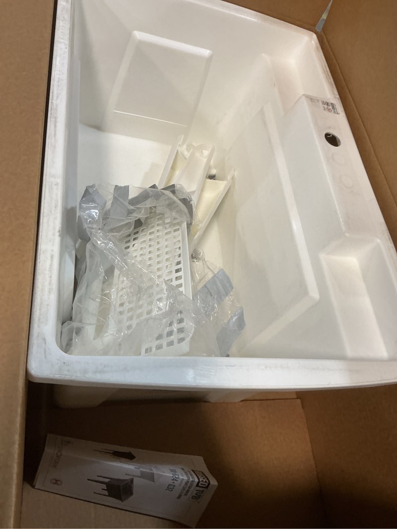 Condition photo showing As Is for ruggedtub 24.25-in x 22-in 1 -basin white freestanding utility tub