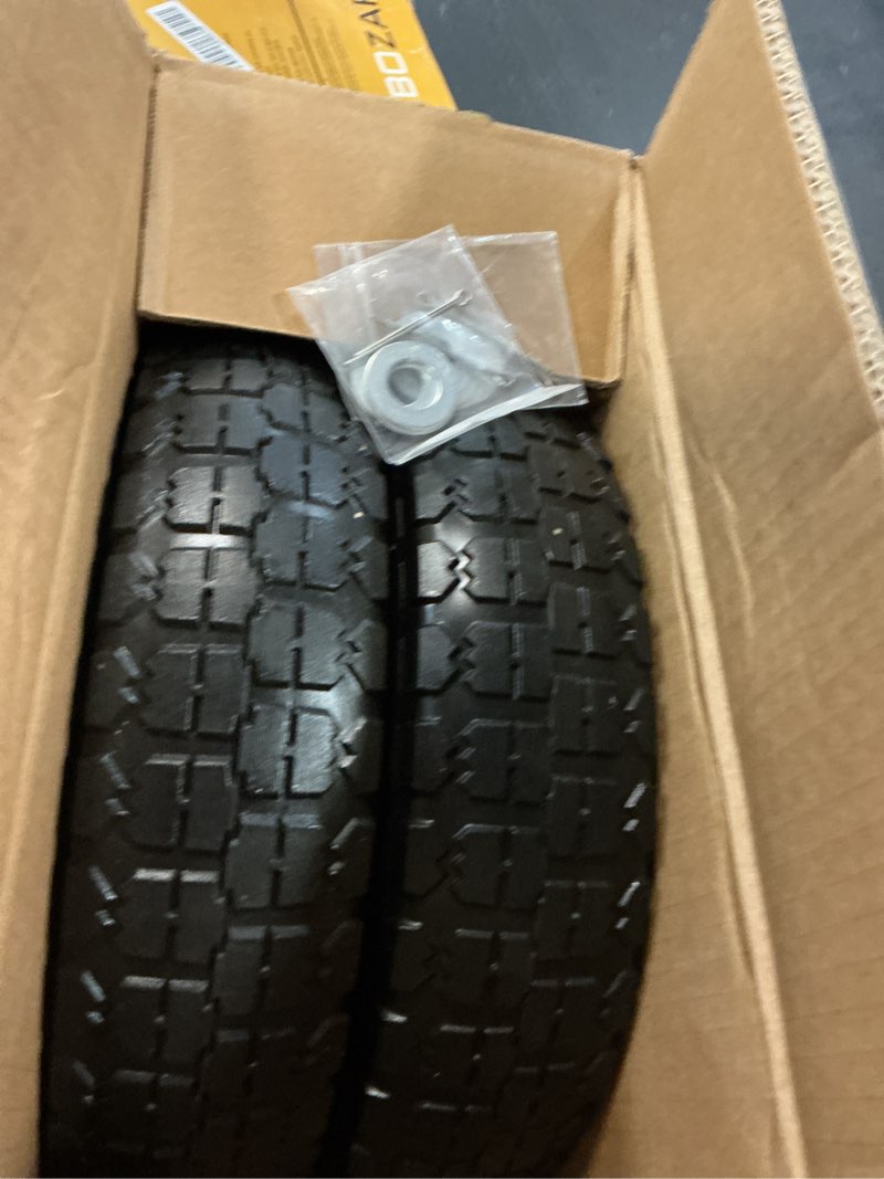 Condition photo showing Good Condition for 13 inch solid rubber tires, 4.00-6 tire flat free with 5/8" bearings, 2.17" offset hub for for gor garden carts, garden wagon carts, trolleys, hand trucks and utility cart(2 pack) 13 inch - 2 pack