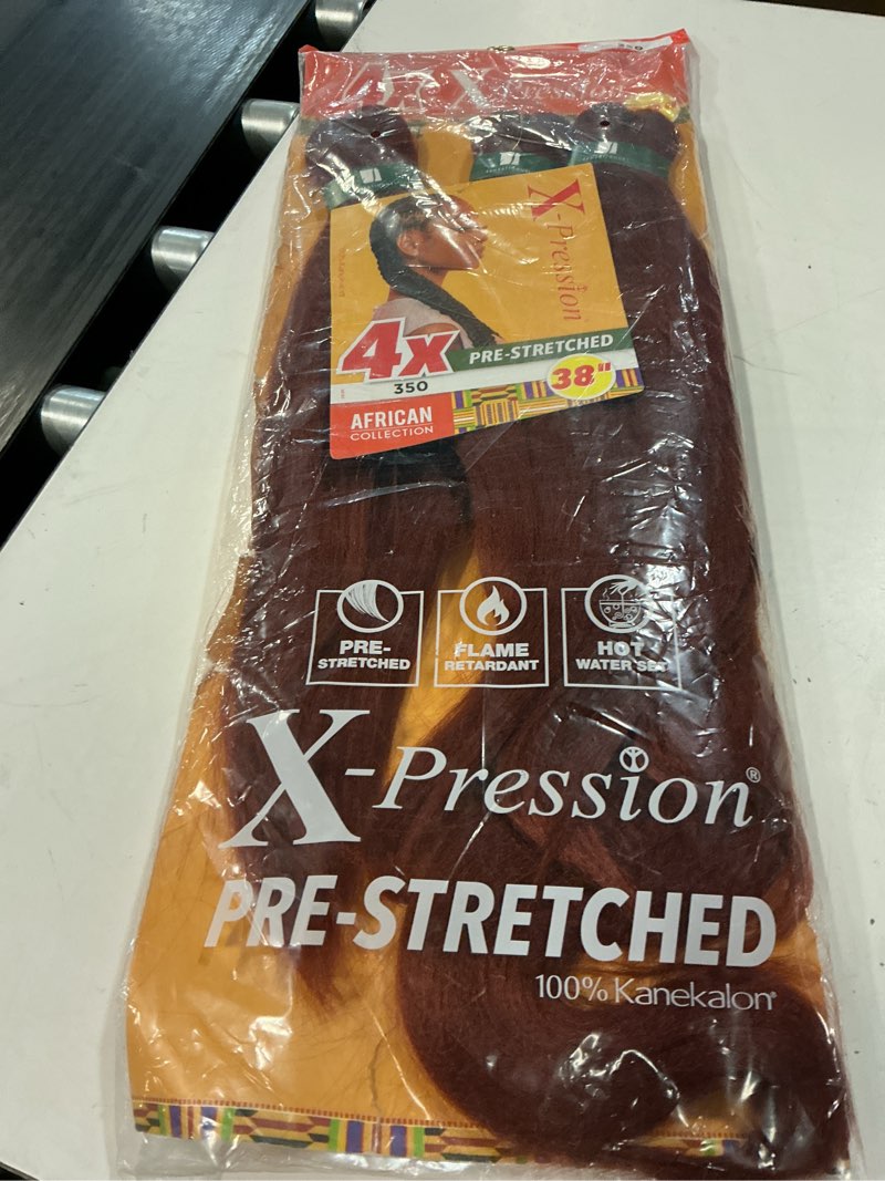 Condition photo showing New/Like New for sensationnel x-pression prestretched braids-4x braid 38in,1pk 350 copperred | braiding hair,kanekalon, flame-retardant, synthetic, box braids & twists 1 pack 350 copperred