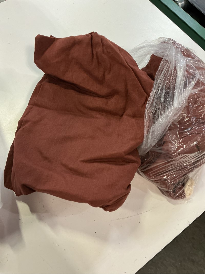 Condition photo showing As Is for european linen sheet set, twin xl, bordeaux