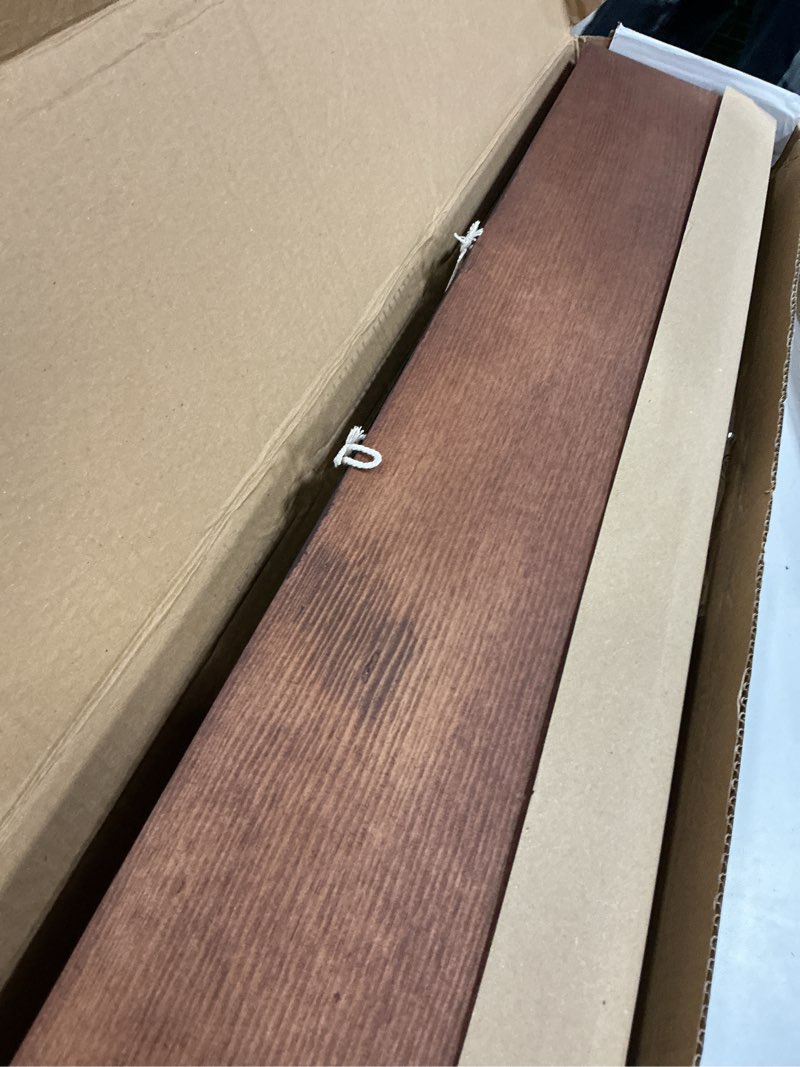 Condition photo showing Good Condition for solid pine wood floating shelves - bathroom & bedroom/living room - set of 2 (walnut color) - 36x6.7x1.2 inch 36 inch walnut