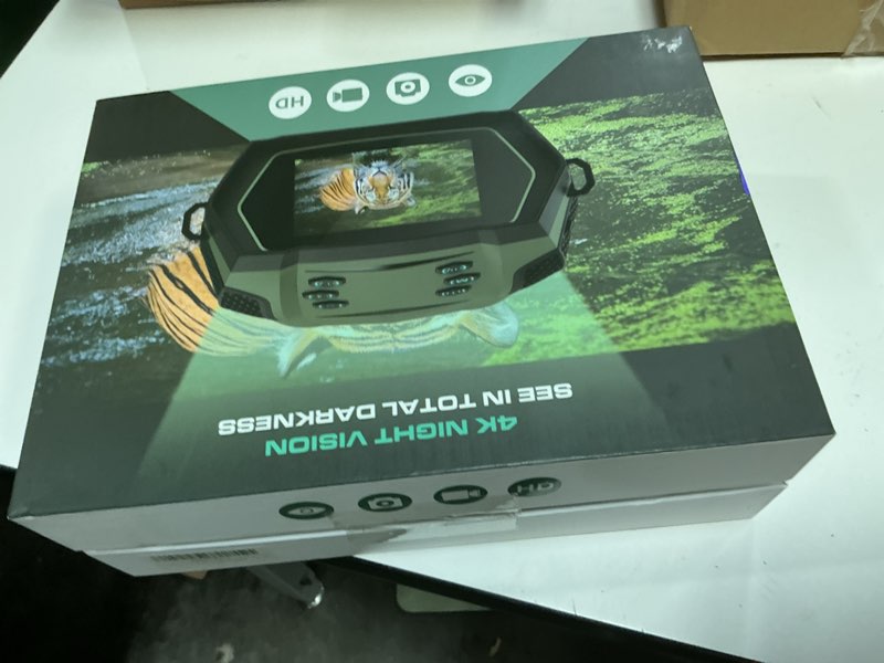Condition photo showing New/Like New for night vision goggles, 3" discreen 4k night vision binoculars for adults in total darkness and day for hunting & surveillance binoculars with camera with 32gb memory card