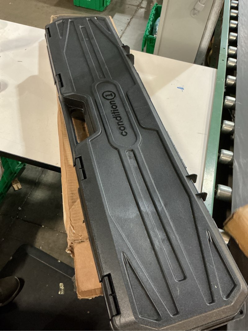 Condition photo showing Good Condition for condition 1 42” economy single scope hard gun carrying case model 210 with foam, long storage case, lockable tsa friendly, water resistant, made in usa, 42.03"x10.50"x3.81" black