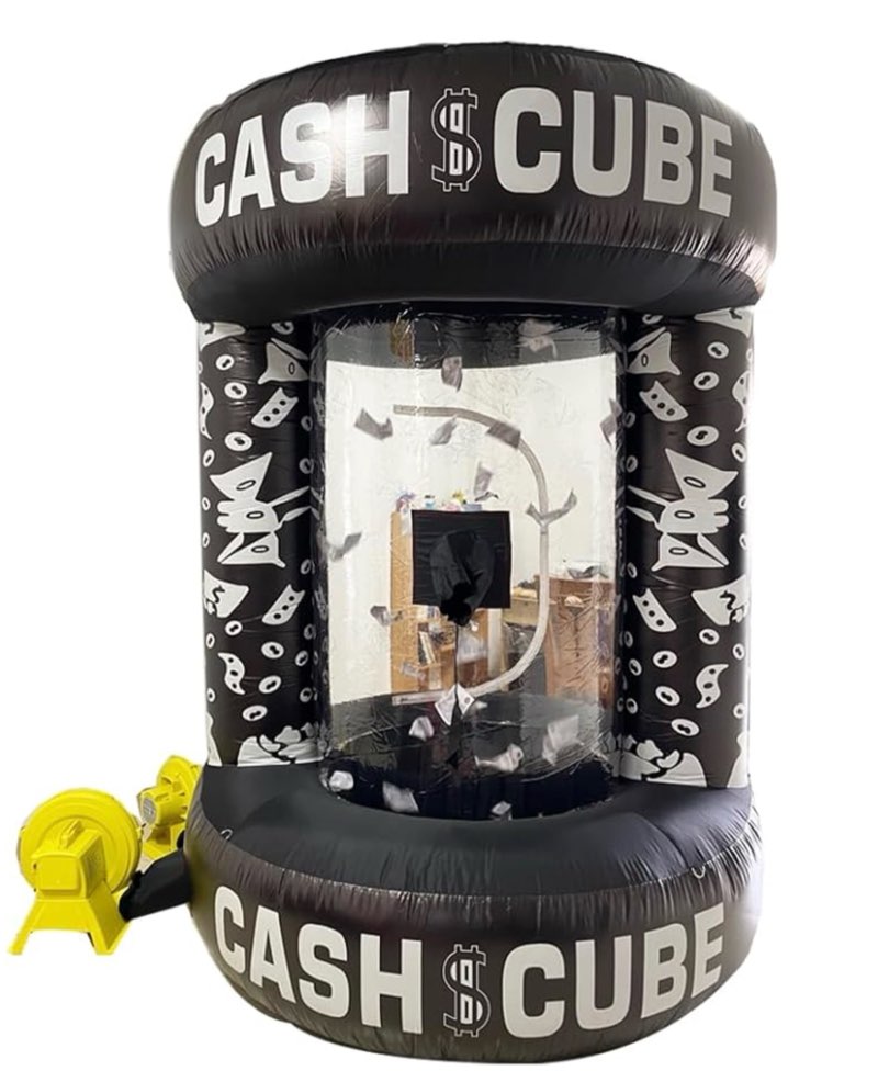 TONGFUSHE Inflatable Cash Cube Booth Machine - Three-Dimensional Money Grab Game Activity (Without Air Blower)