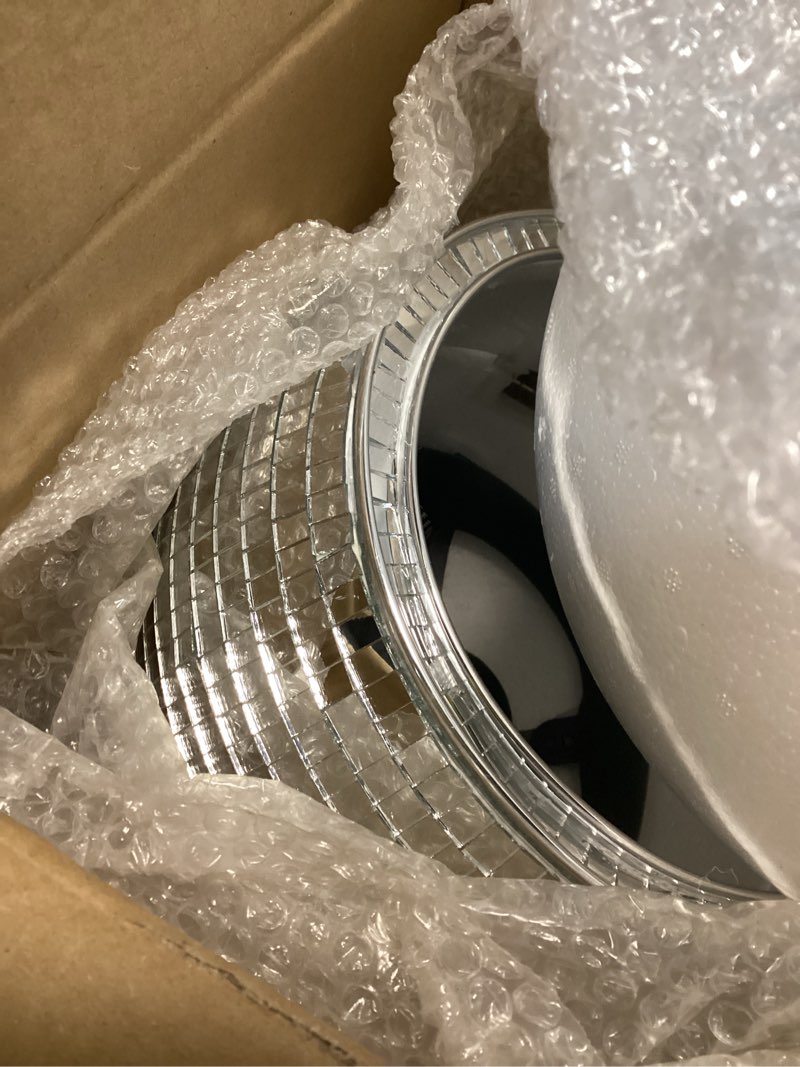 Condition photo showing Good Condition for sabary 11.81 inch disco ball helmet adult silver glitter glass hat novelty punk disco ball costume cosplay for nightclubs parties bar djs stage 11.81 inch silver 1