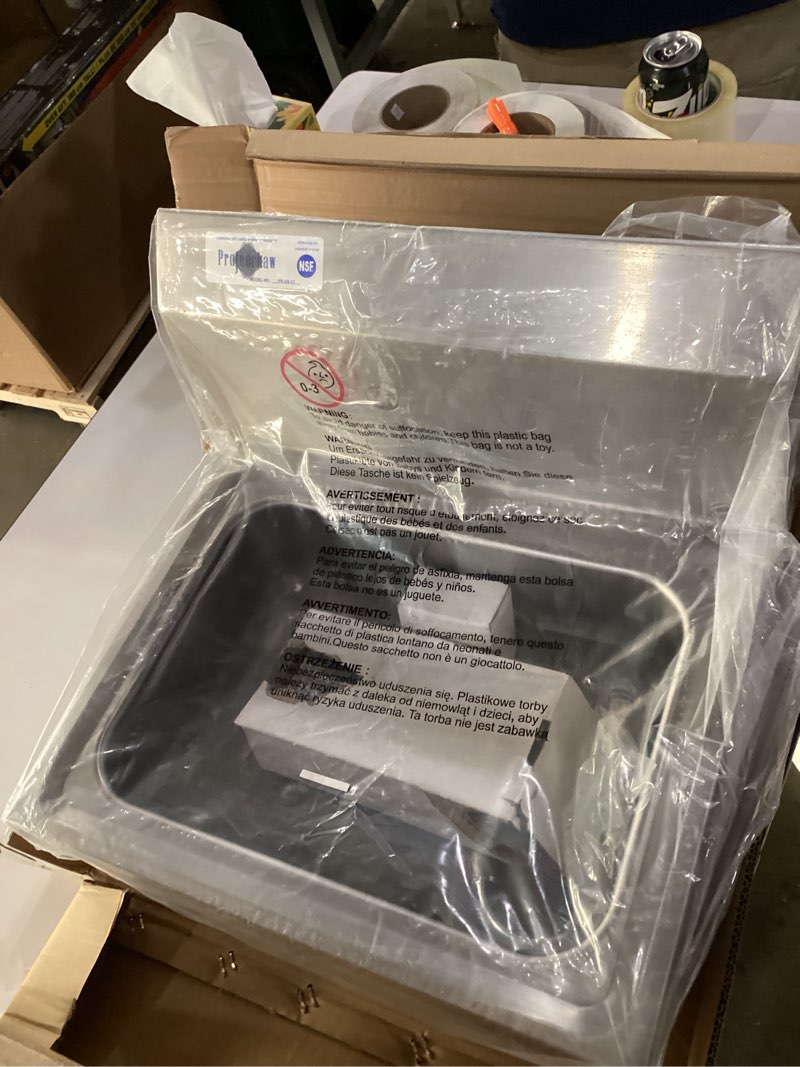 Condition photo showing New/Like New for Profeeshaw Stainless Steel Sink Commercial Wall Mount Hand Washing Basin NSF Certified, with Gooseneck Faucet and Backsplash, for Restaurants, Stores, Bars and Home, 17" x 15" No Partition
