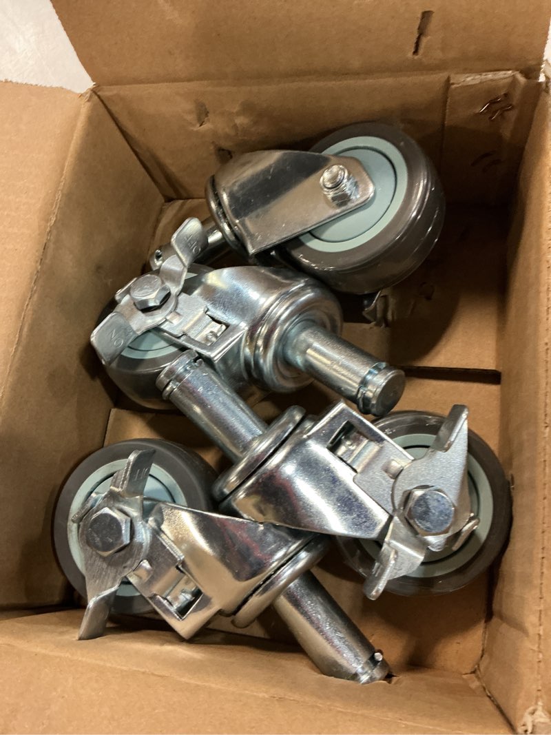 Condition photo showing Good Condition for rilidri 3-inch caster for wire shelving racks, heavy duty scaffolding wheel with brake, set of 4 metro shelving replacement wheels(.864" x 2-3/16") grey(4 brakes) 3 inch