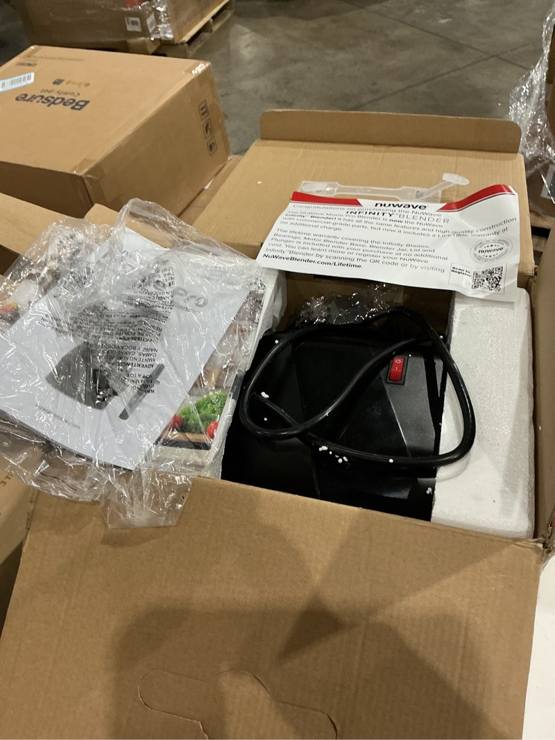 Condition photo showing As Is for nuwave infinity commercial blender, heavy-duty smoothie blender w/ 2.5hp copper motor & laser-cut blades, last 100 years, quick ice crushing, 64oz tritan jar, nsf certified, 10 speeds, self-cleaning metal gear