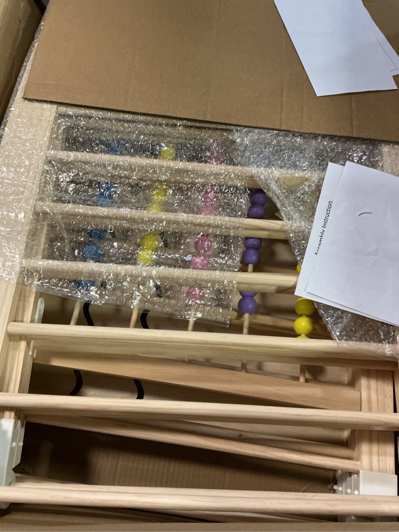 Condition photo showing Good Condition for Wooden Playpen for Babies and Toddlers, Foldable Baby Playpen with Locking Gate, Adjustable Size & Shape Kid Play Yard, 8 Panels Pinewood Baby Fence, 63”x63”x24”