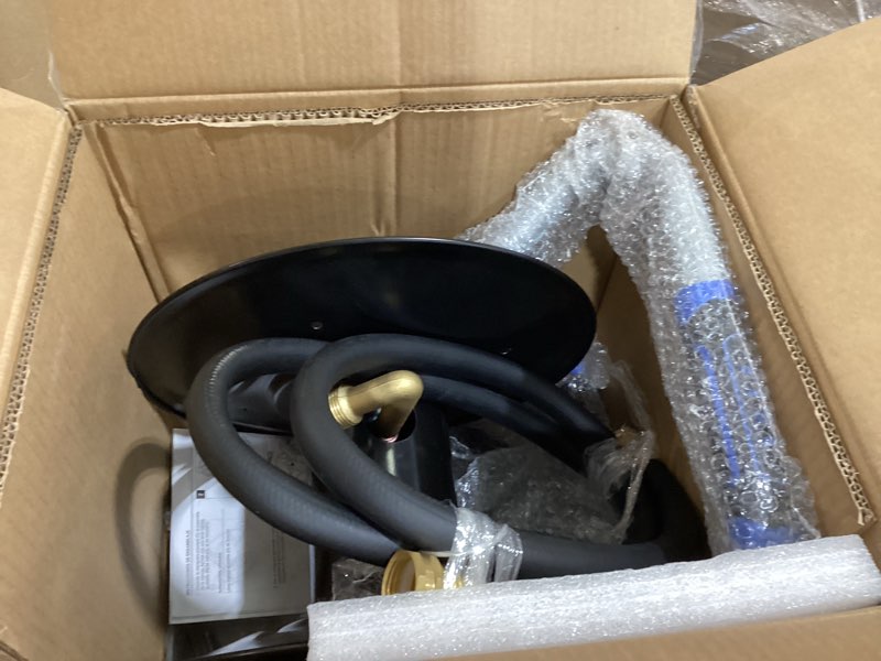 Condition photo showing As Is for kobalt poly combo 75-ft stand hose reel