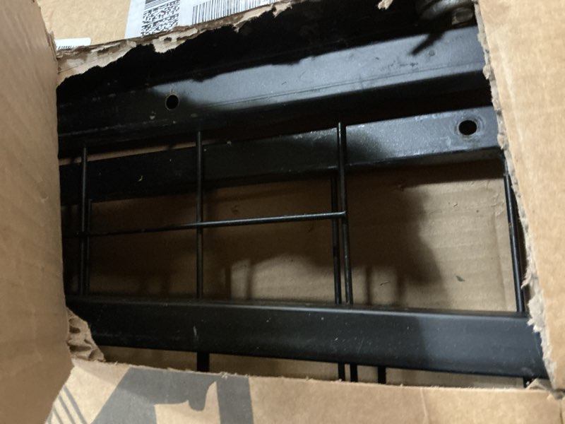 Condition photo showing As Is for foldable grid wall panels, gridwall panels with folding baskets, tool-free assembly and folding, for storage and retail merchandise display (black)