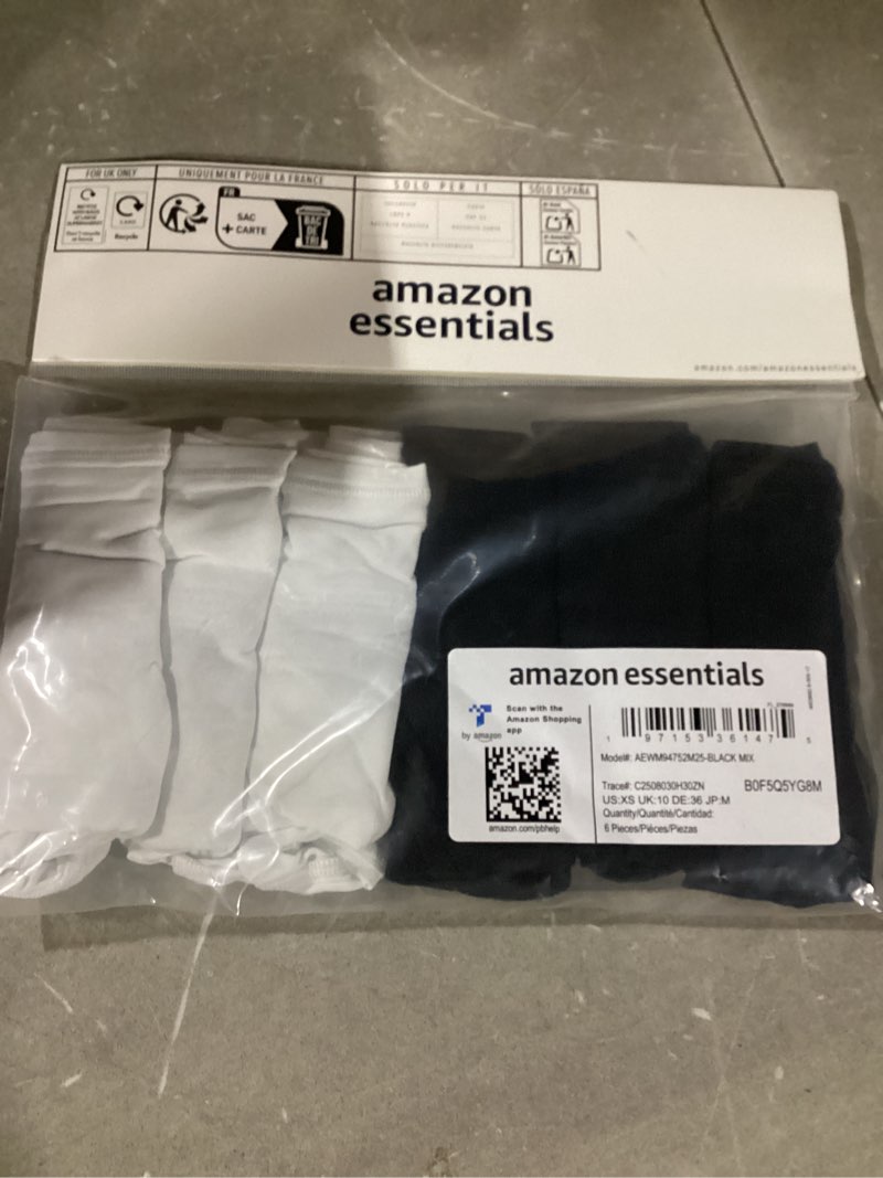 Condition photo showing Good Condition for Amazon Essentials Womens Peached Microfiber Bikini Panty X-Small Black/White