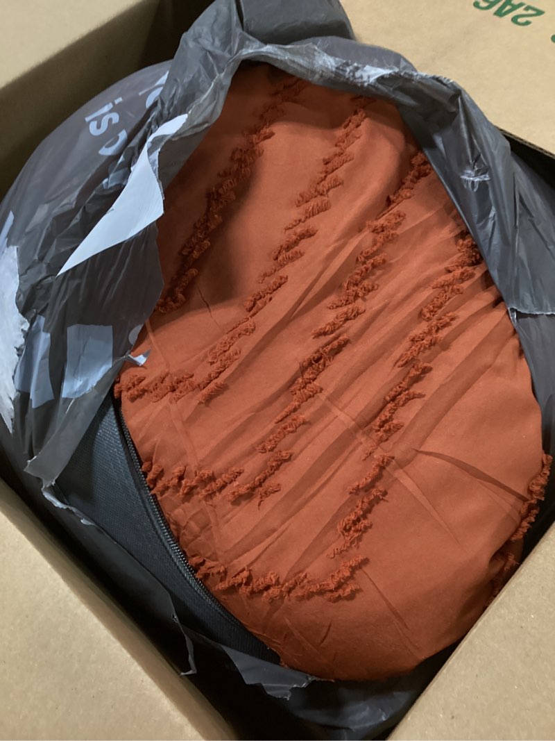 Condition photo showing As Is for Andency Burnt Orange Twin/Twin XL Comforter Set, Twin Bed Comforter for College Dorm Girls Boys Kids Boho Terracotta Soft Warm Cute Comforter, 2 Pieces Aesthetic Chevron Bohemian Bedding Set 03 - Burnt Orange Twin/Twin XL (66"x90")