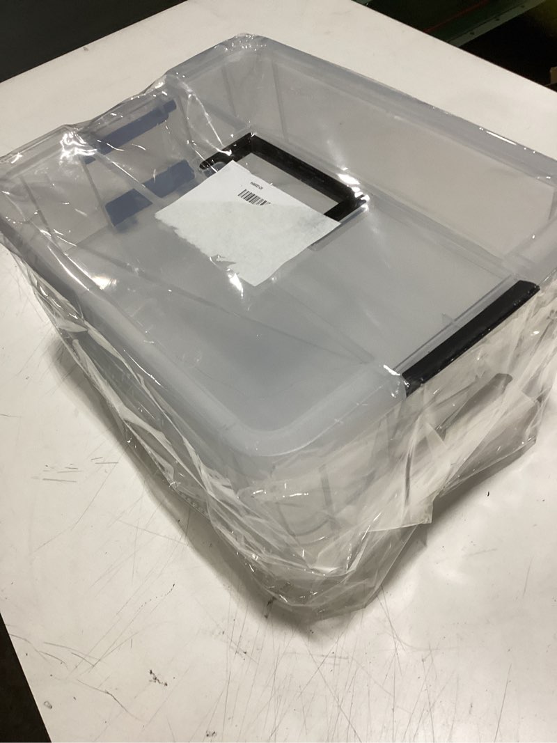 Condition photo showing New/Like New for 2 layer plastic storage containers with lids, multipurpose clear stack & carry box, portable craft organizers and storage bin for organizing art & craft, sewing, makeup, nail supplies (black)