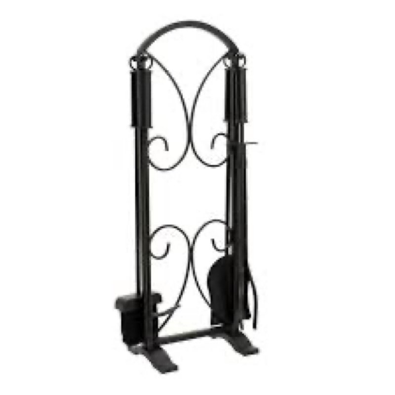 kingson 5-piece fireplace tool set with a black steel finish