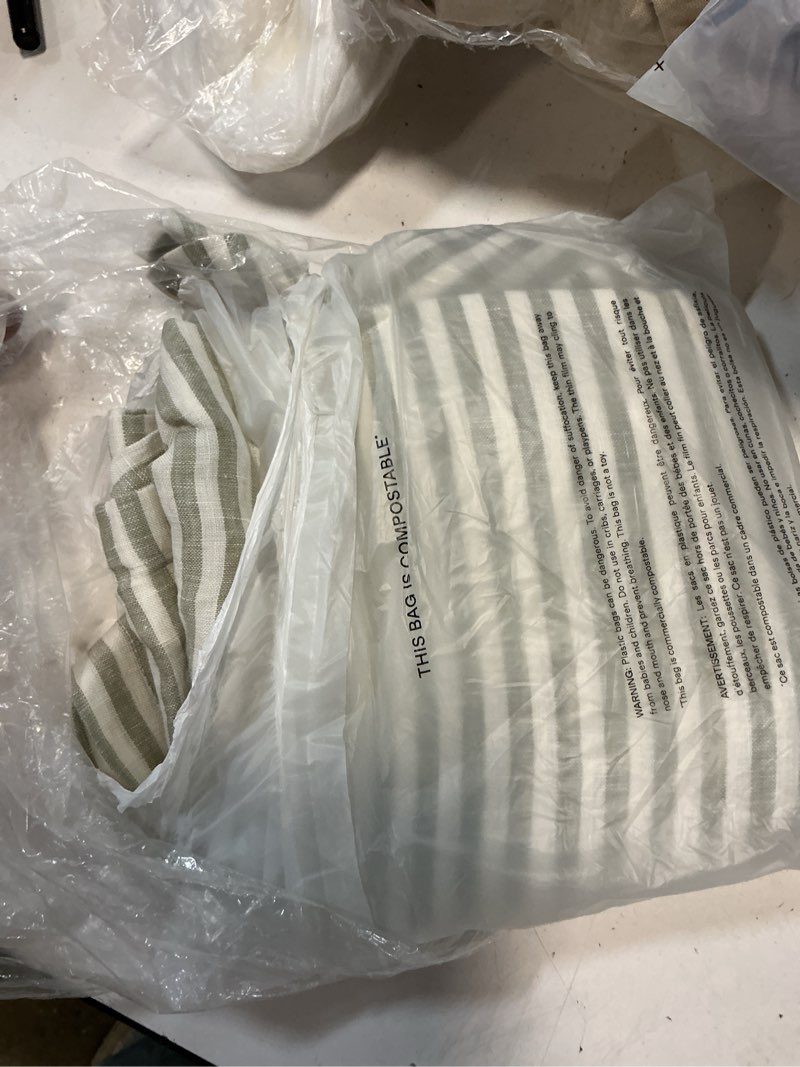 Condition photo showing Good Condition for european linen euro sham, euro, willowleaf/white stripe
