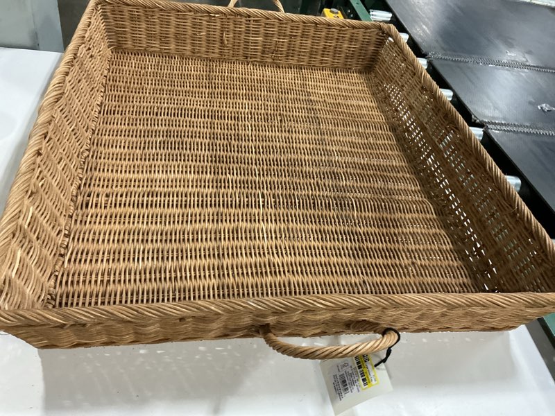 Condition photo showing Good Condition for (( size 6 in hx30.75 in  wx24 ind))large woven tray - hearth & hand™ with magnolia brown