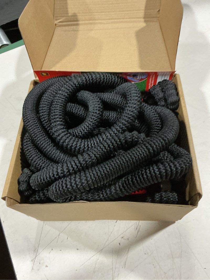Condition photo showing As Is for pocket hose 75 ft silver bullet 2.0 expandable garden hose w/turbo shot nozzle, as seen on tv, lead-free, solid aluminum connectors, easy on/off valve, kink-free, leak-proof