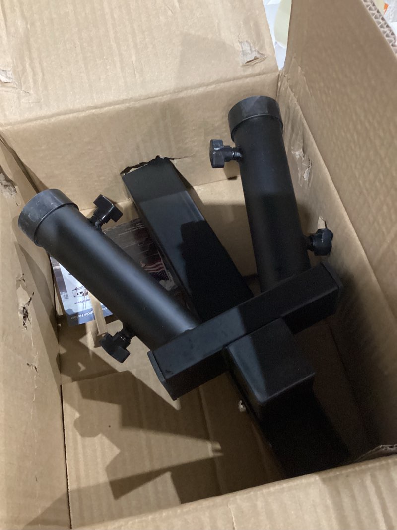 Condition photo showing New/Like New for Foldable Double Hitch Mount Flagpole Holder | All Metal Heavy- Duty, Fits Standard 2" Trailer Hitch, Compatible with Jeep, Truck, SUV, RV, Pickup, Camper Trailer (Double Flagpoles)