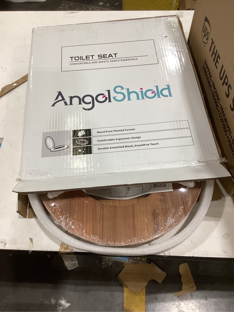 Condition photo showing New/Like New for Elongated White Toilet Seat Natural Wood Toilet Seat with Zinc Alloy Hinges, Easy to Install also Easy to Clean, Scratch Resistant by Angol Shiold (Elongated, White)