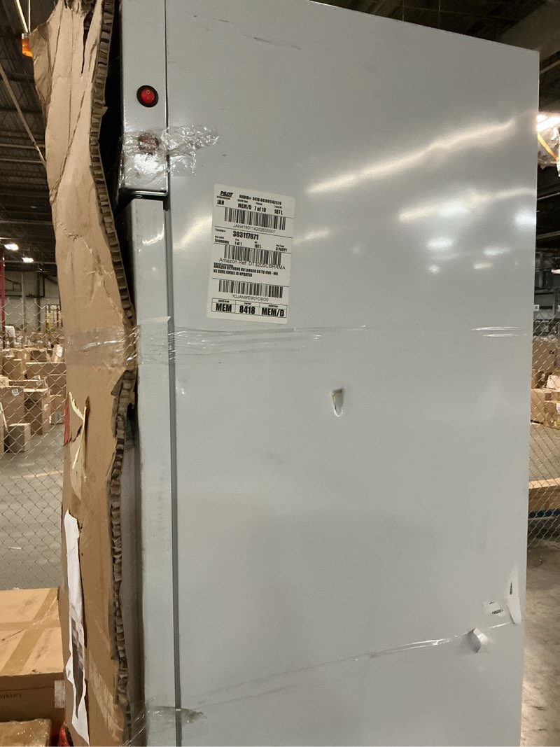 Condition photo showing As Is for BODEGA BODEGACOOLER Commercial Beverage Refrigerator with Glass Door,12.5 Cu.Ft Drink Refrigerator,Upright Large Display Merchandiser Beverage Bar Cooler Hold Beer,Soda Drinks,Wine with LED Light Box 12.5 Cu.Ft white Beverage Refrigerator