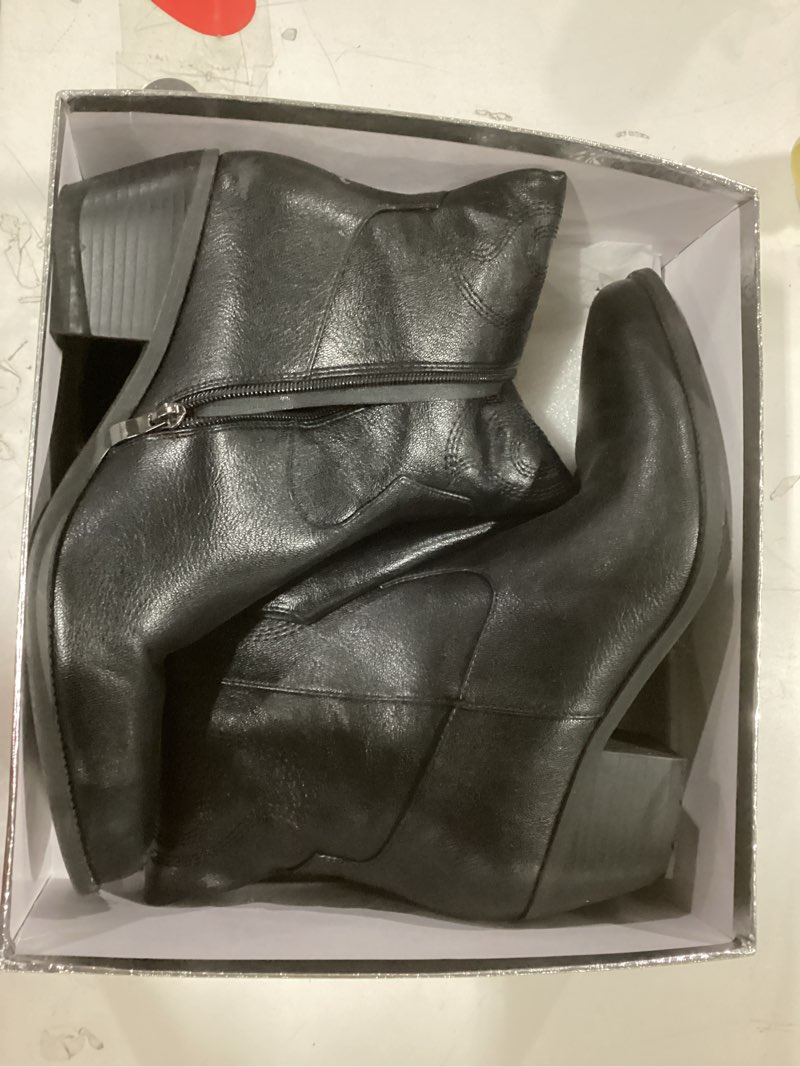 Condition photo showing As Is for Pasuot Western Cowboy Boots for Women - Knee High Wide Calf Cowgirl Boots, Slip On Pointed Toe Chunky Heel Fashion Retro Classic Pull On Tall Boot for ladies Party concert 10 Black
