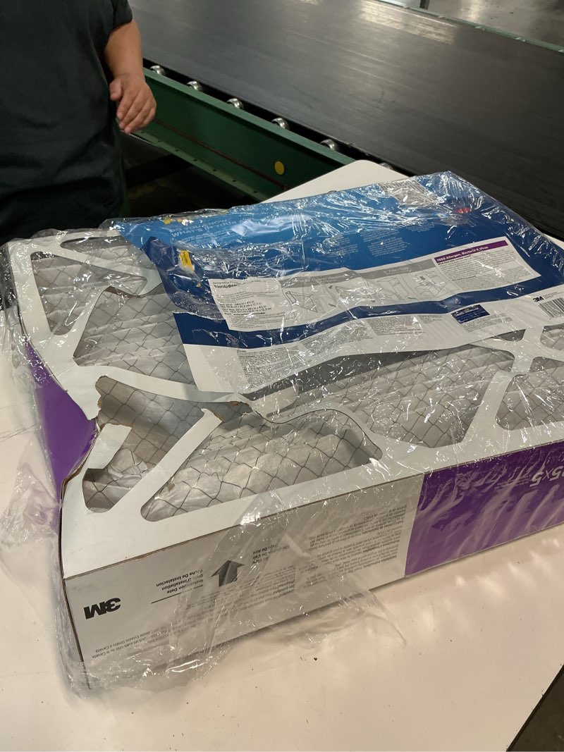 Condition photo showing As Is for filtrete 20-in w x 25-in l x 5-in merv 12 1550 mpr allergen, bacteria and virus electrostatic pleated air filter