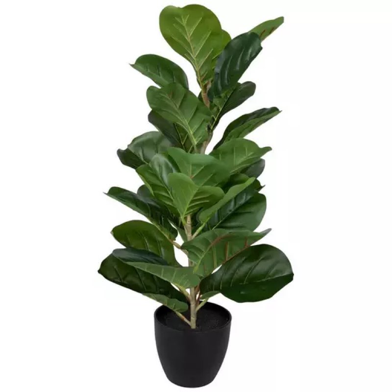BESAMENATURE 30" Little Artificial Fiddle Leaf Fig Tree/Faux Ficus Lyrata for Home Office Decoration