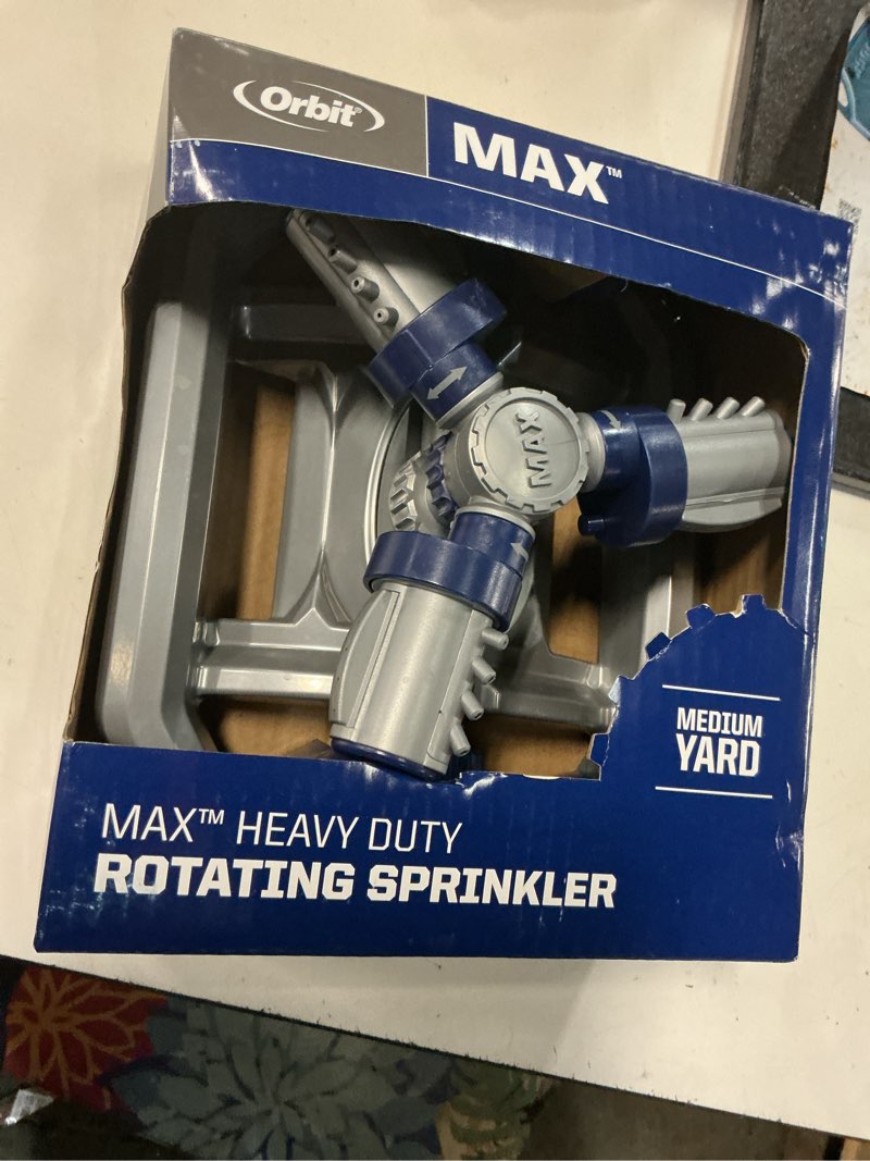 Condition photo showing Good Condition for orbit max 1250-sq. feet rotating sled lawn sprinkler