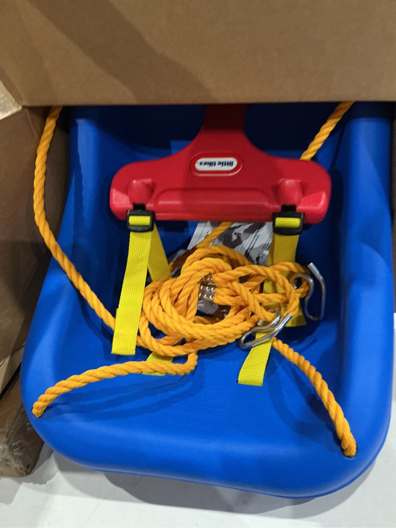 Condition photo showing Good Condition for little tikes 2-in-1 snug  n secure blue swing for baby and toddlers  ages 9 months - 4 years