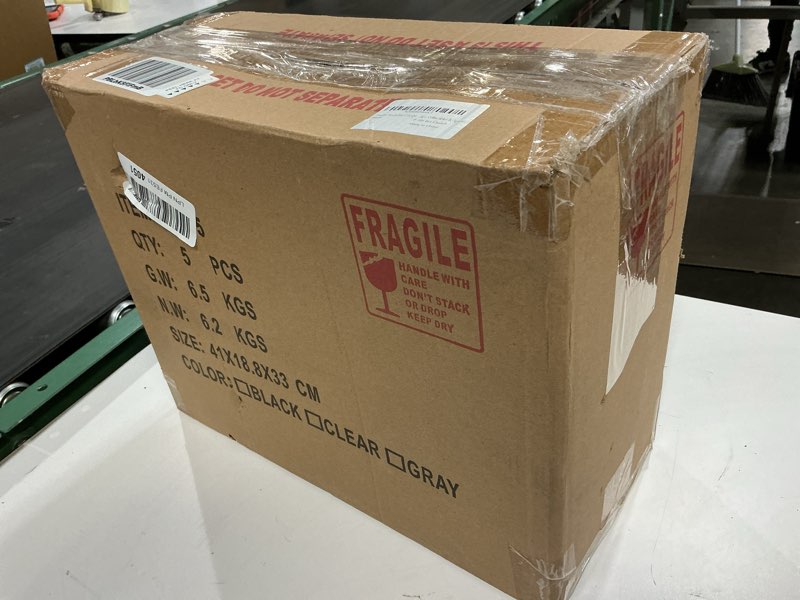 Condition photo showing New/Like New for Stackable Storage Bins, Clear Acrylic Display Case, 5-Pack Acrylic Boxes with Lids, Clear Storage Containers Storage for Handbags, Collectibles & Figures