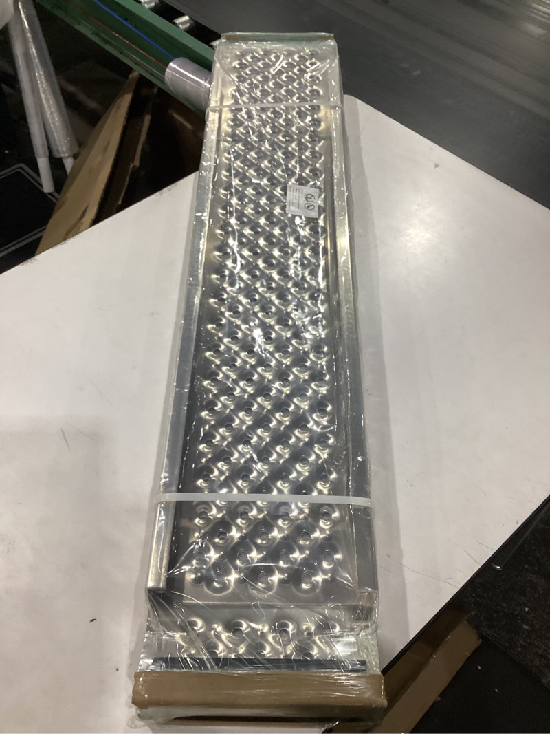 Condition photo showing New/Like New for aluminum shed ramp 2 pack, 47" long shed ramp for riding mower, sturdy anti-slip loading, lightweight ramps for motorcycles, lawn mower, atvs, blowers, carts, pickup trucks-880 lbs/pr capacity 4ft