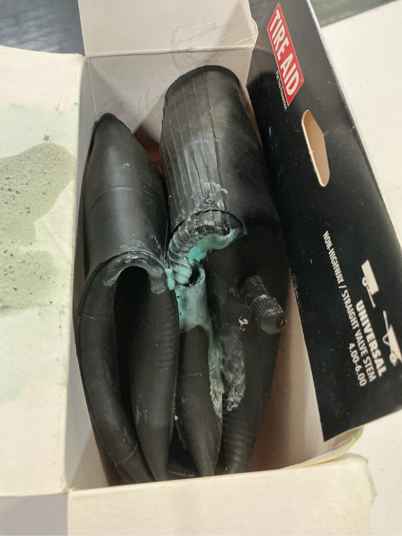 Condition photo showing As Is for tire aid wheelbarrow tire inner tube