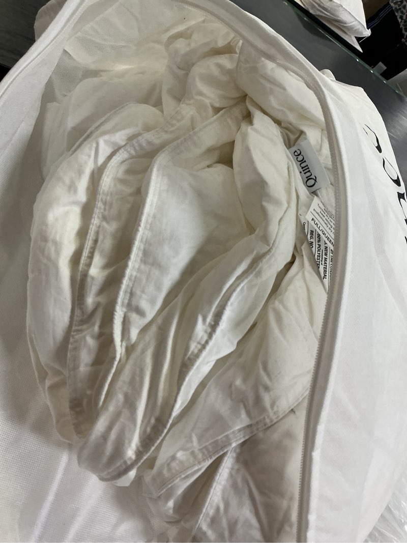 Condition photo showing As Is for all-season premium down comforter, full/queen, down