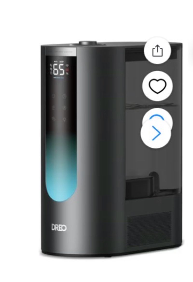 DREO 1.6 Gal Smart Cool/Warm mist Humidifier,Black,60 Hour Runtime, with accurate Sensor and indicator light, Timer, Google/Alexa Comaptible