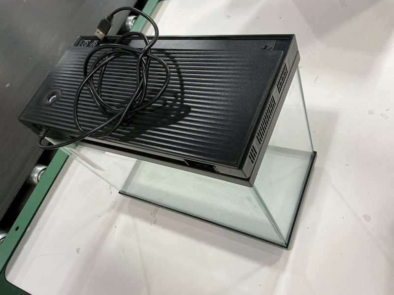 Condition photo showing As Is for Fish Tank, 2.4 Gallon Fish Aquarium, Fish Tank Starter kit with Smart Humidifier, Temperature Display, 7-Color Lighting, 3 in 1 Quiet Pump with Filteration & Oxygenation & Circulation 2.4 Gallon Black