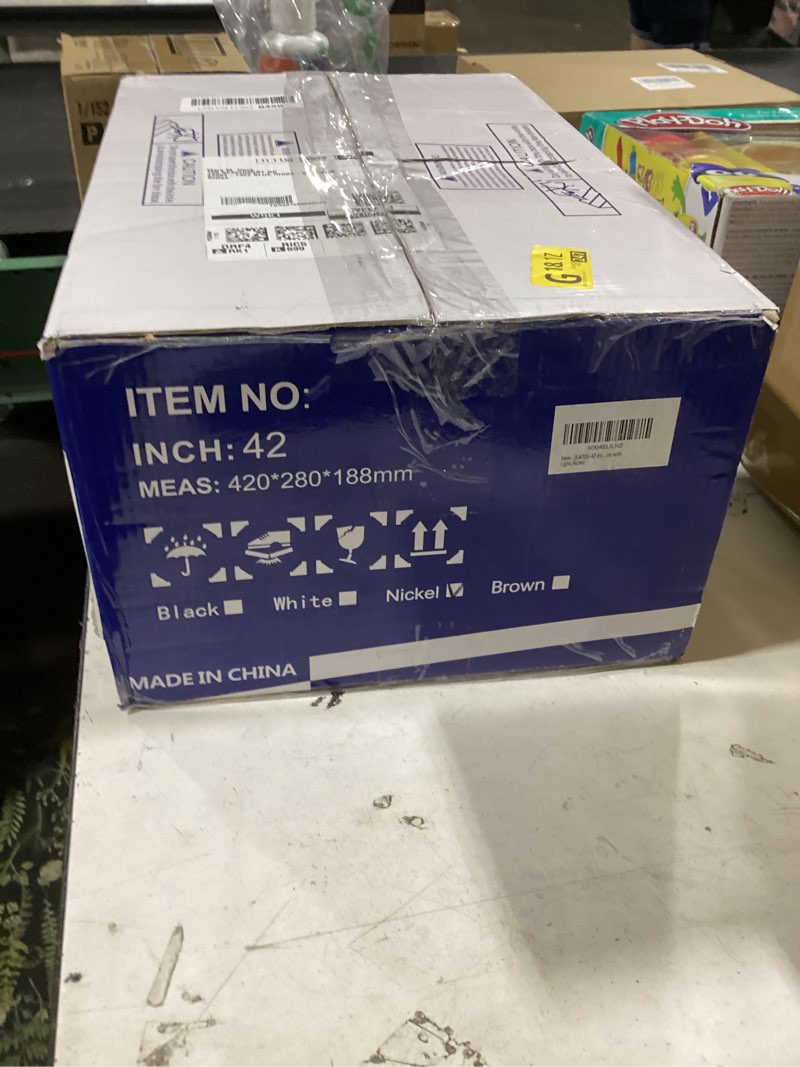 Condition photo showing New/Like New for jsaitee ceiling fans with lights, 42 inch low profile ceiling fan with light and remote control, flush mount, dc reversible motor, noiseless, nickel 6 speeds ceiling fan for bedroom nickel 42 inch