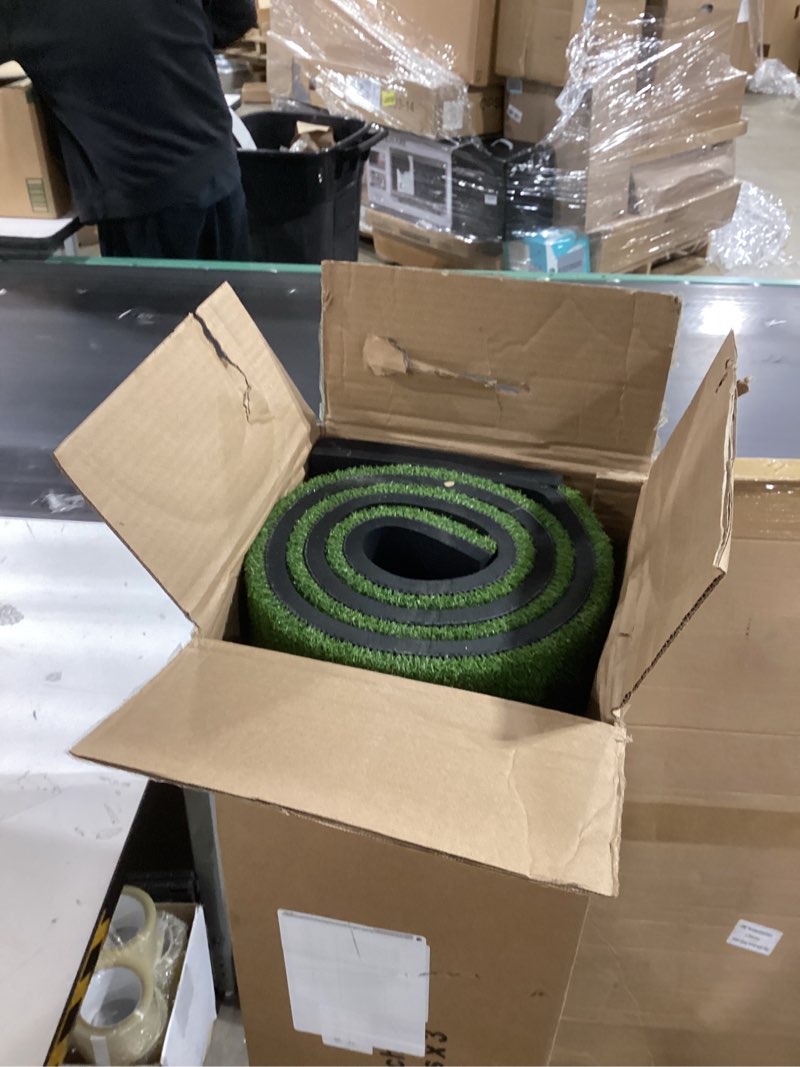 Condition photo showing Good Condition for integrated 5x4ft & 6x5ft 26mm-31mm golf mat with ball tray, thickening golf mats practice outdoor & indoor, artificial turf matt with 3 tees for hitting, driving chipping, swinging 5x4ft 26mm large