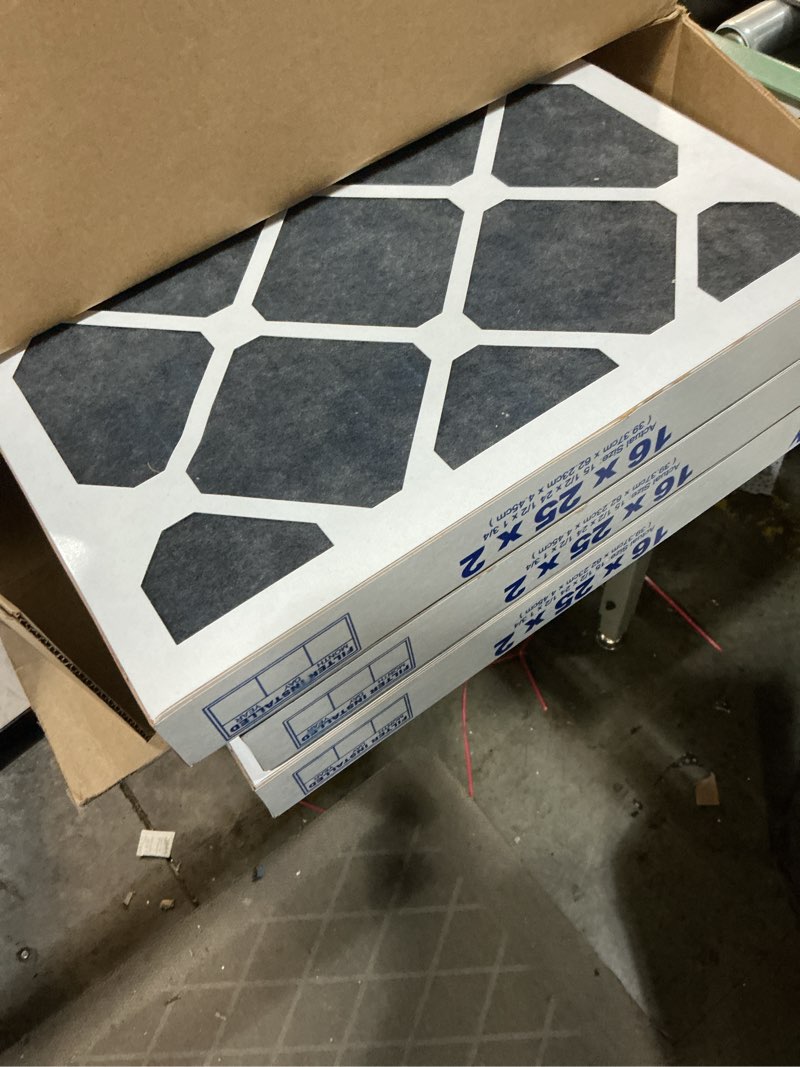 Condition photo showing Good Condition for nordic pure 16x25x2 (actual size: 15 1/2 x 24 1/2 x 1 3/4) pleated air filters merv 7 plus carbon 3 pack merv 7 + carbon 3 pack