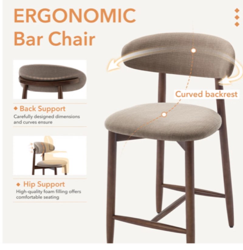 Upholstered 25'' Counter Stool with 