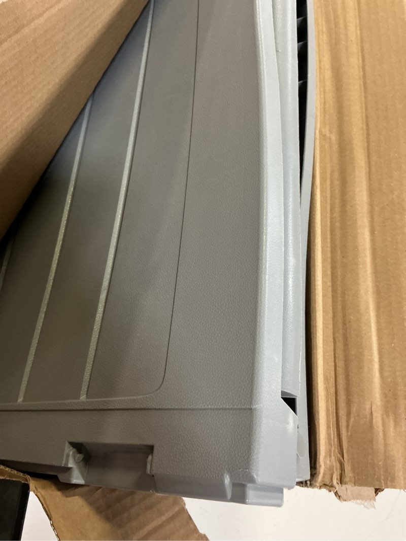 Condition photo showing Good Condition for keter marvel plus 71 gallon resin outdoor storage box for patio furniture cushions, throw pillows, garden tools and pool floats, light grey
