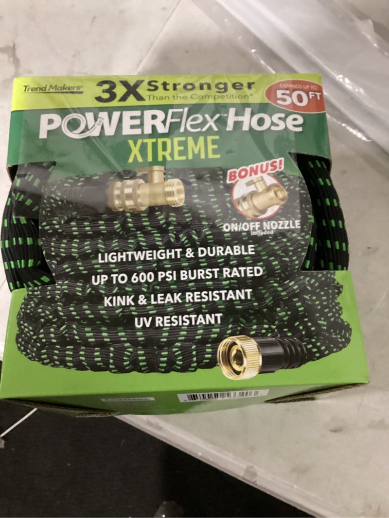 Condition photo showing As Is for flex-able hose flex-able xtreme hose 50ft - kink free, expandable, heavy duty, green garden hose